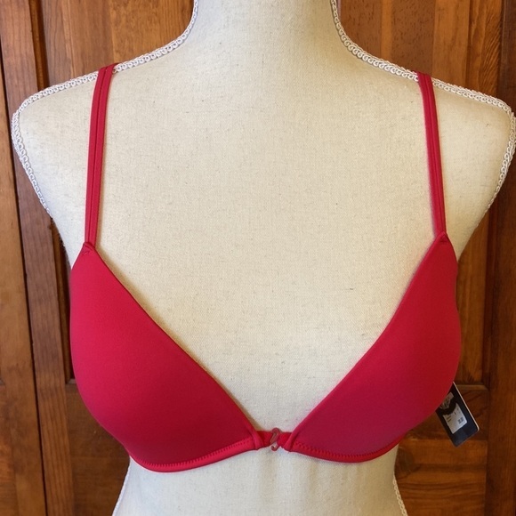 Halogen Pink Bright Lacy Double Spaghetti Strap Front Closure Bra in Jr. L NWT - Picture 1 of 12